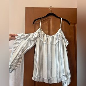 Parker cold shoulder ruffle detail long sleeve blouse